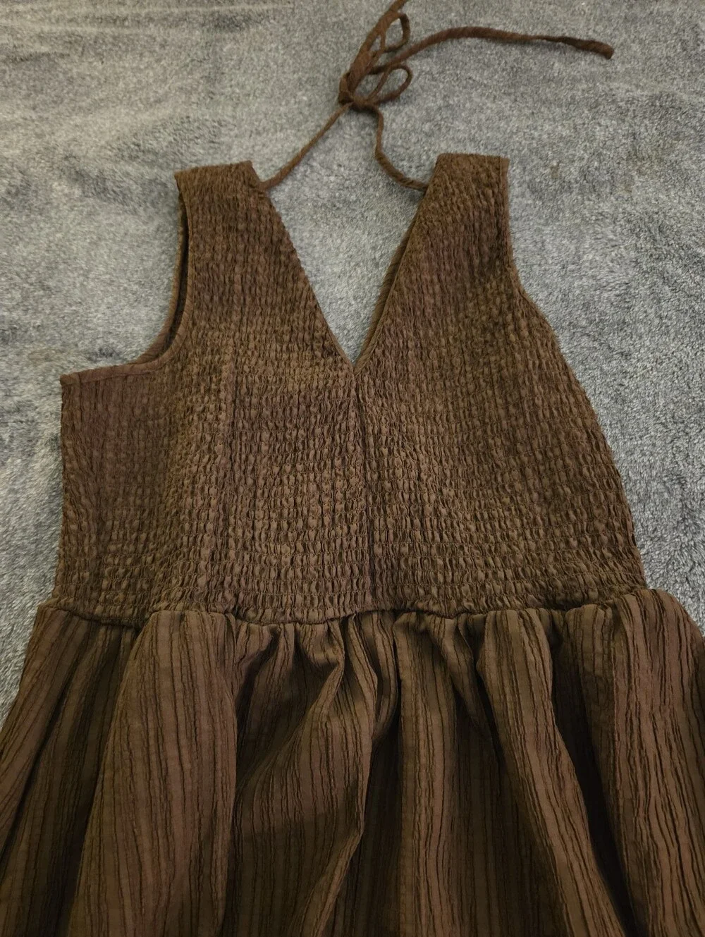 ASOS Design Crinkled Tiered Midi Sundress Size L - Picture 4 of 9